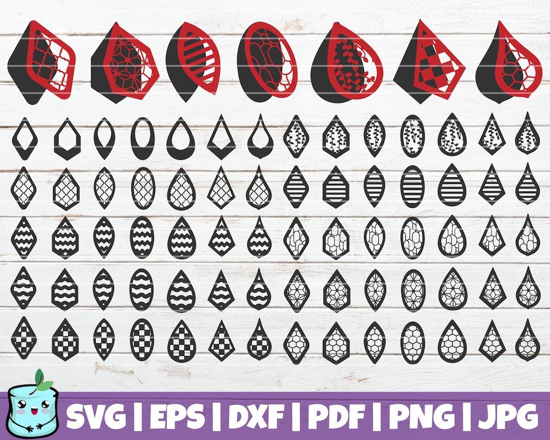 77 Earrings SVG Cut Files Instant Download Earring Template Cut File ...
