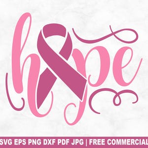 Cancer Hope SVG Cut File, Breast Cancer Awareness SVG for Cricut Silhouette, Pink Ribbon Printable PNG for Shirts Mugs Crafts