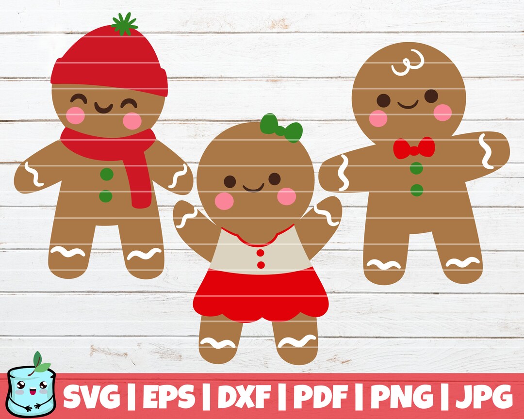 3 Gingerbread SVG Cut Files Instant Download Decal Cutting Machine