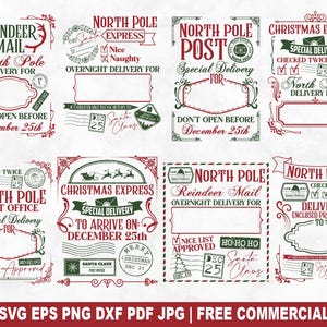 Weihnachtsmann Sack SVG Bundle, lustige Weihnachtsmann Tasche SVG Schnittdatei für Cricut Silhouette, Nordpol Mail Geschenk druckbare PNG für Shirts Tassen Kunsthandwerk