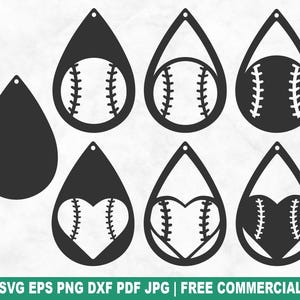 Baseball Earrings SVG Cut File Templates, Baseball Pendant DIY Jewellery Designs for Cricut Silhouette, Laser Cut for Wood Vinyl Leather