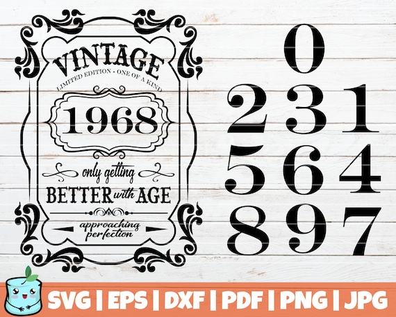 Download Vintage birth year SVG Cut File instant download numbers ...