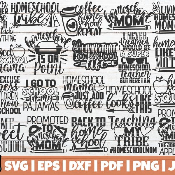 Homeschool SVG Bundle SVG Cut File / uso comercial / descarga instantánea / vector imprimible clip art / Learning Online / Homeschool Shirt