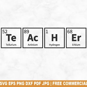 Teacher Periodic Table SVG Cut File, Funny Chemistry SVG for Cricut Silhouette, Periodic Chart Printable PNG for Shirts Mugs Crafts