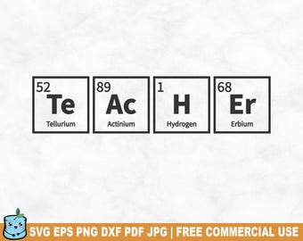 Teacher Periodic Table SVG Cut File, Funny Chemistry SVG for Cricut Silhouette, Periodic Chart Printable PNG for Shirts Mugs Crafts