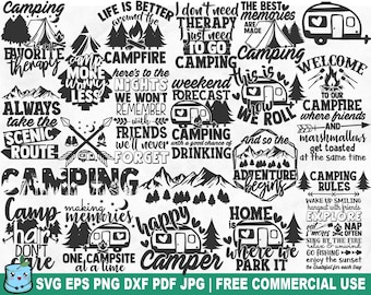Camping SVG Bundle, Camp Life Adventure Nature SVG Cut File for Cricut Silhouette, Summer Wilderness Printable PNG for Shirts Mugs Crafts