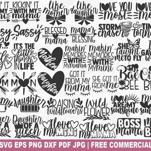 Pacchetto di disegni SVG per abbinamenti madre-figlia, file di taglio SVG per silhouette Cricut, file PNG stampabili per magliette, tazze e creazioni artigianali.