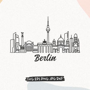 Berlin Germany Skyline PNG SVG Cut File, European City Minimalist Line Art Vector Drawing, Plotter File Printable Download