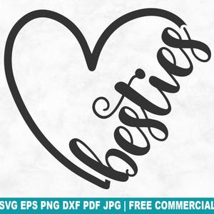 Besties hart gesneden SVG-bestand, beste vrienden Bff SVG voor Cricut silhouet, familie vriendschap afdrukbare PNG voor shirts mokken ambachten