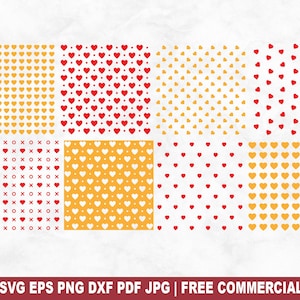 Arquivo de corte SVG com padrões de coração sem emendas, impressão de amor SVG para silhueta Cricut, plano de fundo PNG para impressão de dia dos namorados para camisetas, canecas e artesanato