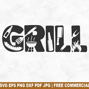 Grill SVG Cut File, Funny Grill Barbecue Bbq SVG for Cricut Silhouette, Grilling Smoker Printable PNG for Shirts Mugs Crafts