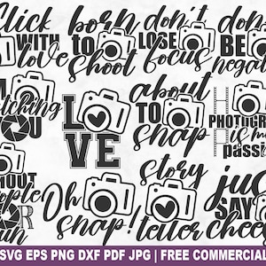 Fotograf SVG Bundle, lustiger Fotograf Kameramann SVG Schnitt Datei für Cricut Silhouette, Fotografie druckbare PNG für Shirts Tassen Kunsthandwerk