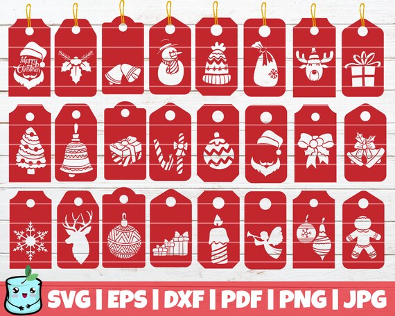 Download Free 24 Christmas Tags Svg Cut File Instant Download Vector Etsy SVG DXF Cut File