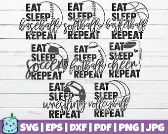 Eat Sleep Sport Repeat SVG Bundle | SVG Cut Files | commercial use | instant download | printable vector clip arts | sports shirt print