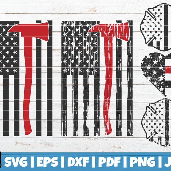 5 American Firefighter Flags SVG Cut Files | commercial use | instant download | distressed Flags | vector grunge print | firefighter badge