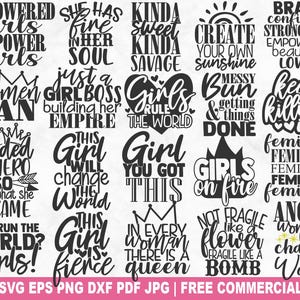 Mädchen Power SVG Bundle, freche Mädchen Power SVG Schnittdatei für Cricut Silhouette, starke Frau druckbare PNG für Shirts Tassen Kunsthandwerk