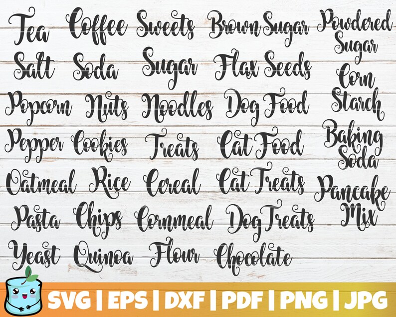 May include: A black and white image of a list of pantry items written in cursive script. The list includes items such as tea, coffee, sweets, brown sugar, powdered sugar, salt, soda, sugar, flax seeds, corn starch, popcorn, nuts, noodles, dog food, pepper, cookies, treats, cat food, baking soda, oatmeal, rice, cereal, cat treats, pancake mix, pasta, chips, cornmeal, dog treats, yeast, quinoa, flour, and chocolate.