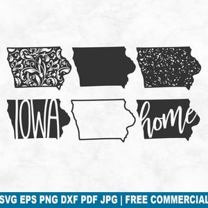 Iowa State SVG Cut File, Iowa Outline Distressed Home SVG for Cricut Silhouette, American Printable PNG for Shirts Mugs Crafts