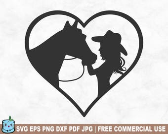 Mädchen küsst Pferd SVG Schnittdatei, Rodeo Country Cowgirl SVG für Cricut Silhouette, südlichen Western druckbare PNG für Hemden Tassen Handwerk