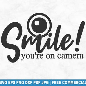 Smile You're On Camera SVG Cut File, Family Home Doormat SVG for Cricut Silhouette, Funny Welcome Mat Printable PNG for Shirts Mugs Crafts
