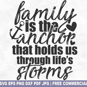 La famille est l'ancre fichier coupe SVG, famille maison amis SVG pour Silhouette Cricut, amour PNG imprimable pour chemises tasses artisanat