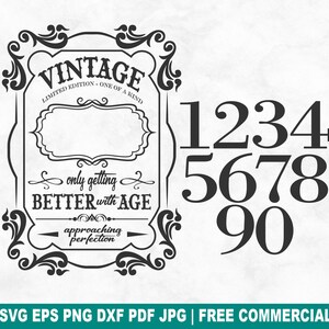 Fichier de coupe SVG année de naissance vintage, anniversaire old school cadeau personnalisé SVG pour Silhouette Cricut, grand-père imprimable PNG pour créations de chemises, tasses