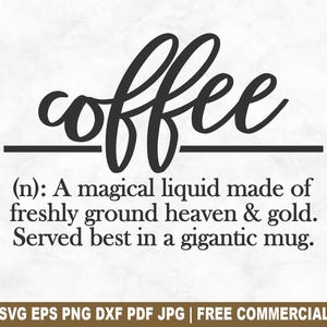 Arquivo de corte SVG com definição de café, silhueta engraçada de cafeteria com cafeína para Cricut, PNG para impressão de barista para camisetas, canecas e artesanato