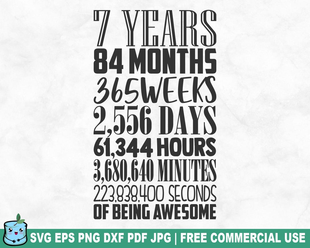 7 Years Months Weeks SVG Cut File, Birthday Boy Girl SVG for