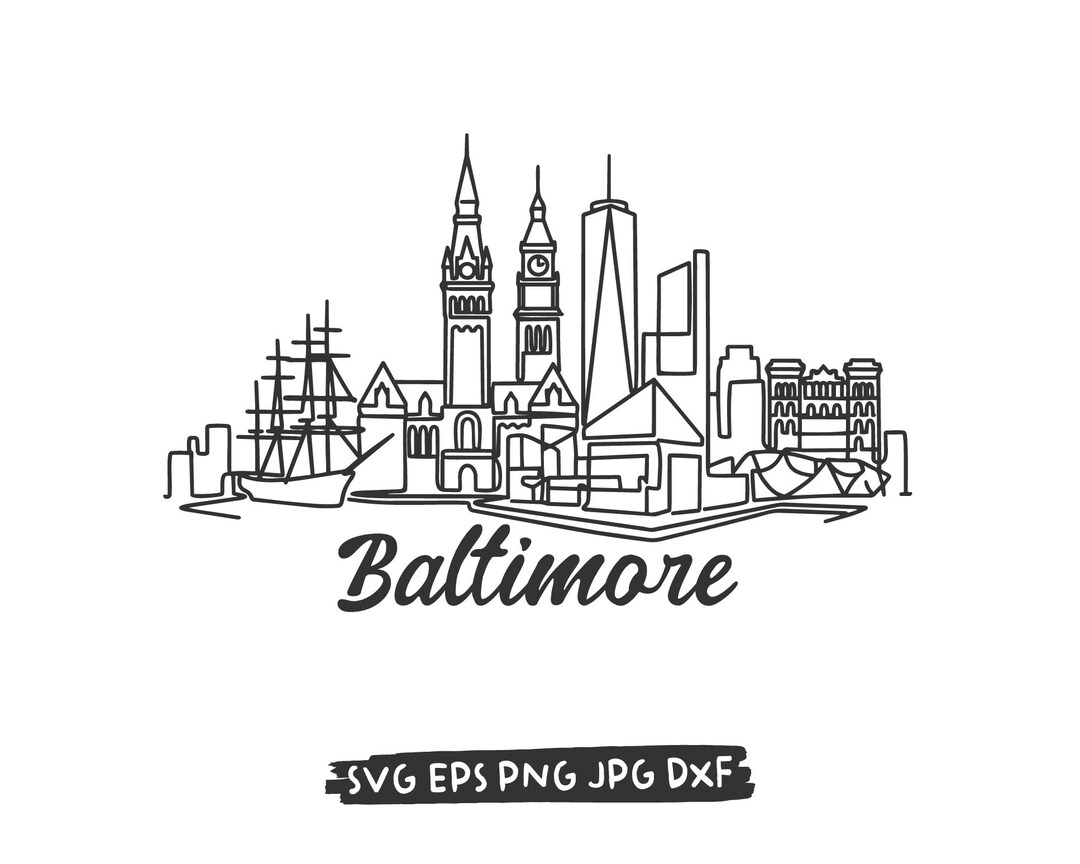 Baltimore Maryland PNG SVG Cut File, B'more Minimalist Line Art Vector ...