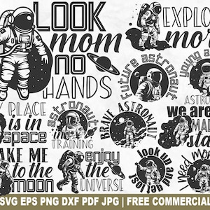 Bundle SVG astronaute, astronaute en herbe cosmonaute fichier coupe SVG pour Cricut Silhouette, PNG imprimable univers cosmos pour chemises, tasses, travaux manuels