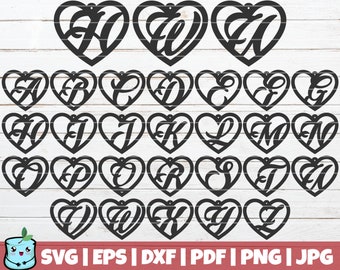Heart Alphabet Earrings SVG Cut Files | instant download | commercial use | pendant templates | earring jewelry svg | leather wood acrylic