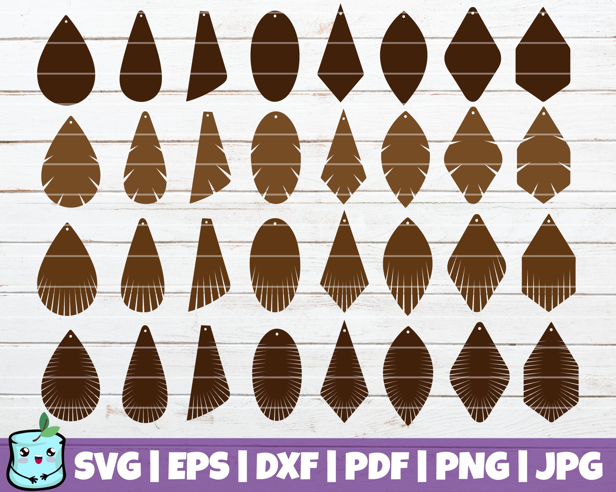 Download Fringe Earrings SVG Cut Files Bundle commercial use | Etsy