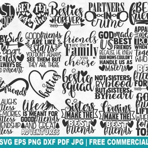 Beste vrienden SVG-bundel, Besties Bff familie SVG-bestand knippen voor Cricut silhouet, zusters vriendschap afdrukbare PNG voor shirts mokken ambachten
