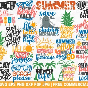 Summertime SVG Bundle, Funny Summer Beach SVG Cut File for Cricut Silhouette, Vacation Holiday Printable PNG for Shirts Mugs Crafts