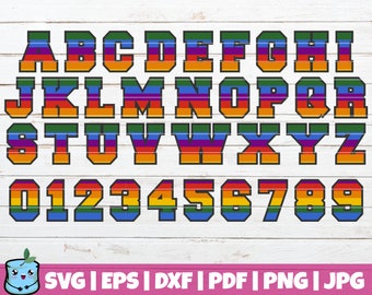 Gay Pride SVG Letters and Numbers | LGBT SVG Cut file | commercial use | instant download | Rainbow Font | Gay Vector Alphabet