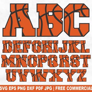 Lettres de l'alphabet de basket-ball fichier coupe SVG, police de basket-ball personnalisée SVG pour Silhouette Cricut, Sport imprimable PNG pour chemises tasses artisanat vinyle