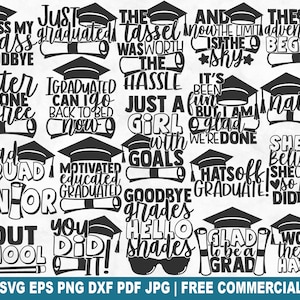 Graduation SVG Bundle, Graduation Graduate Senior SVG Cut File for Cricut Silhouette, End Of School Printable PNG for Shirts Mugs Crafts