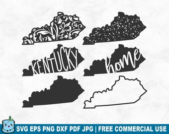 Kentucky State SVG Cut File, Kentucky Outline Distressed Home SVG for Cricut Silhouette, American Printable PNG for Shirts Mugs Crafts
