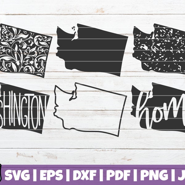 Washington State SVG Bundle | SVG Cut Files | commercial use | instant download | printable vector clip art | Floral Washington State