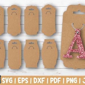 Paquete de llaveros SVG, plantillas de tarjetas de presentación SVG, archivo de corte para Cricut Silhouette, llavero con tarjeta imprimible PNG