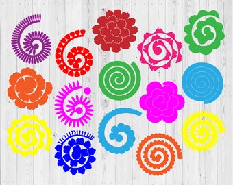 15 Rolled Paper Flowers | Rolled Paper Flowers bundle | Rolled Flowers SVG | Paper Flowers | Origami