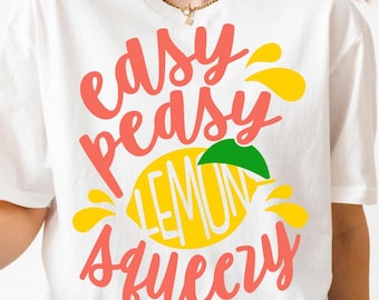Easy Peasy Lemon Squeezy PNG SVG Cut File, Funny Lemonade Stand Svg for Cricut Silhouette, Lemons Printable Png for Shirts Mugs Crafts