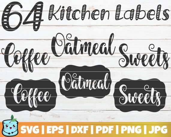 Download 64 Kitchen Labels SVG Cut File commercial use instant | Etsy