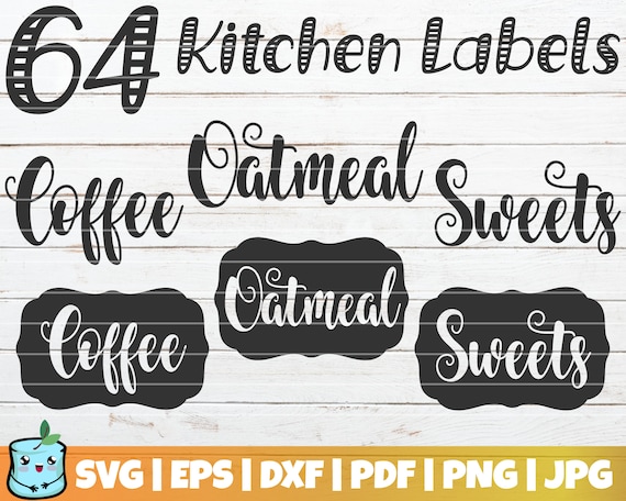 Download 64 Kitchen Labels SVG Cut File commercial use instant | Etsy