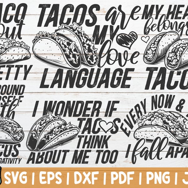 Love Tacos SVG Bundle | SVG Cut Files | instant download | commercial use | Foodie SVG | Funny Taco | Mexican Food