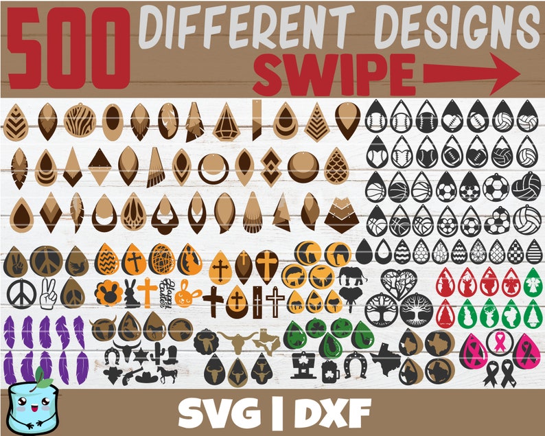 HUGE Earring SVG Bundle | SVG cut files | commercial use | instant download | 500 different earring designs | cuttable leather wood acrylic 