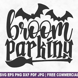 Bezem parkeren SVG-bestand knippen, Halloween SVG voor Cricut Silhouette, Scary Spooky Witch Ghost afdrukbare PNG voor shirts mokken ambachten