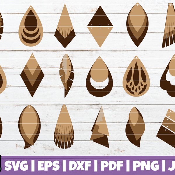 Stacked Earrings SVG Bundle | instant download | leather cut template | Earring Jewelry | Laser Cut Template | SVG Cut Files | vector svg