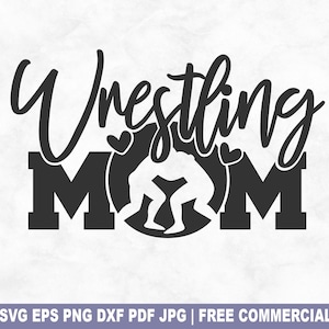 Wrestling Mom SVG Cut File, Wrestler Fighter Fan Supporter SVG for Cricut Silhouette, Cheerleader Printable PNG for Shirts Mugs Crafts