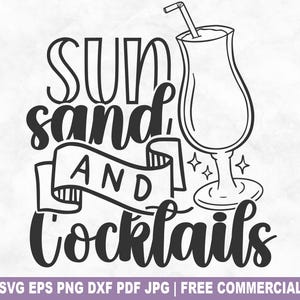 File di taglio SVG per cocktail, cocktail estivi, bar sulla spiaggia, silhouette per Cricut, PNG stampabile per le vacanze, magliette, tazze e lavoretti.